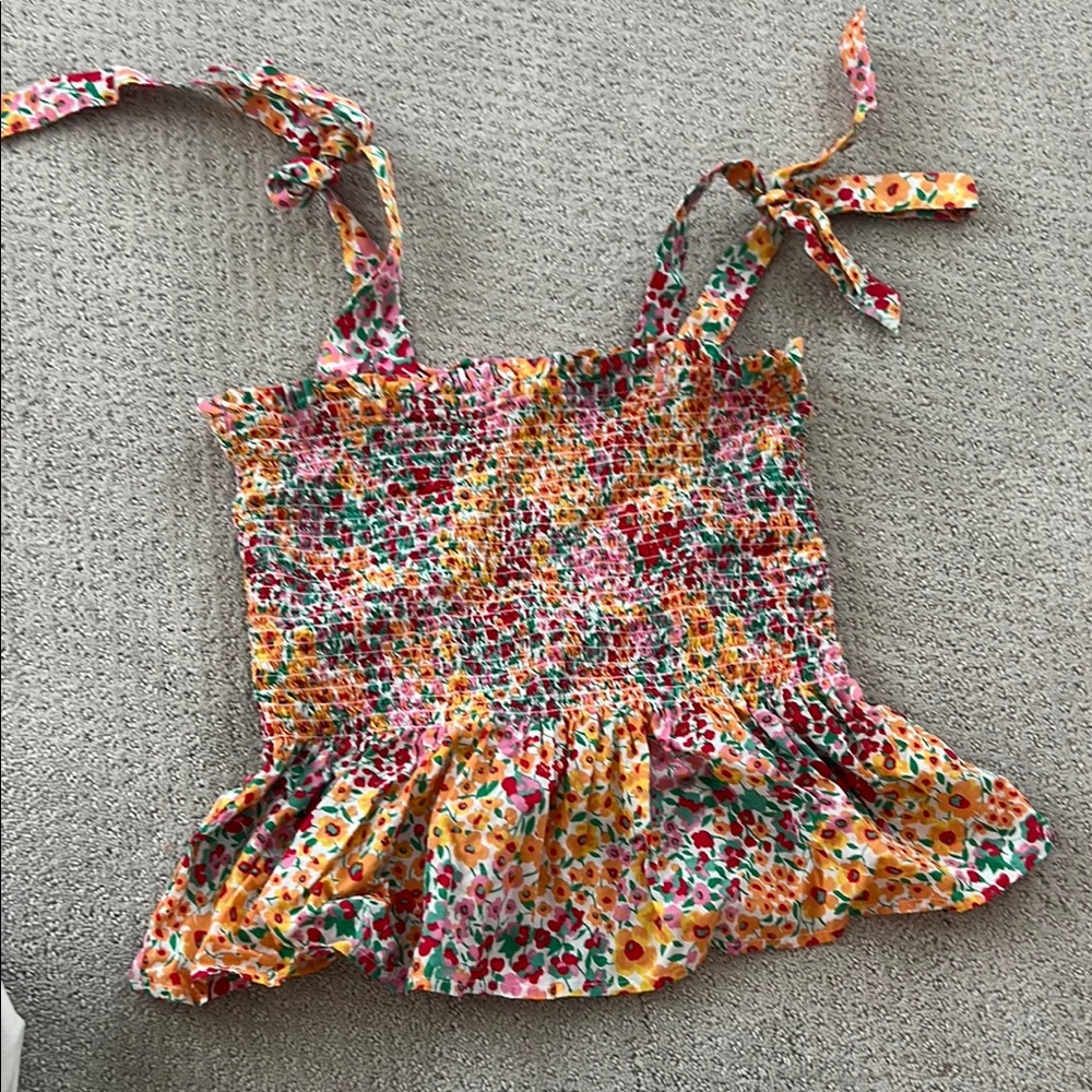Floral Smocked Peplum Top